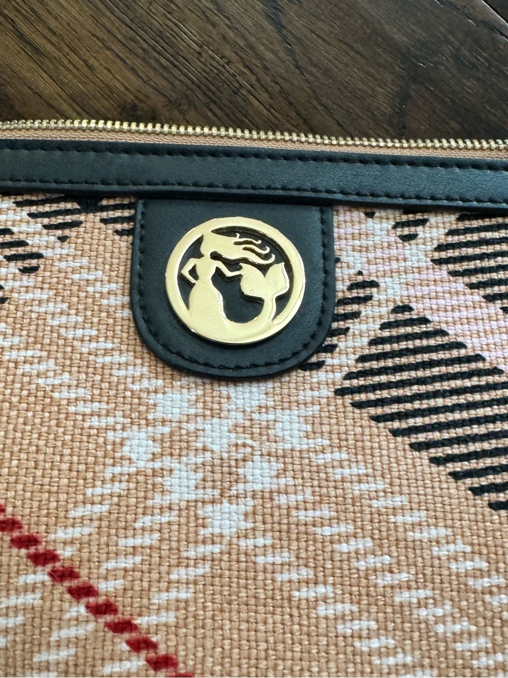 Spartina 449 Peach Black Plaid Shoulder Bag with Black Leather Trim - Picture 15 of 16